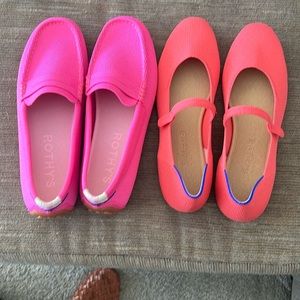 Rothy's Pink Flats Stylish Slip-On Shoes (both pairs)
